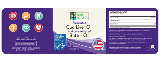 Green Pasture Butter Oil and Fermented Cod Liver Oil Blend - Gel